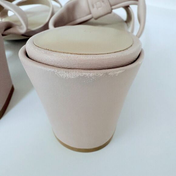 NIB Stuart Weitzman Criss Cross Bow Knot Block Heel Sandals in Dolce Pink Size 9 - Picture 7 of 14